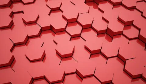 Red abstract hexagonal tubes background rendered Stock Illustration