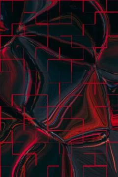 Red abstract image with black stripes and red parallel lines and horizontal Stock Illustration