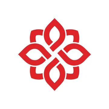 (Red Abstract Interwoven Geometric Design. Dynamic red abstract symbol disp.. Stock Illustration