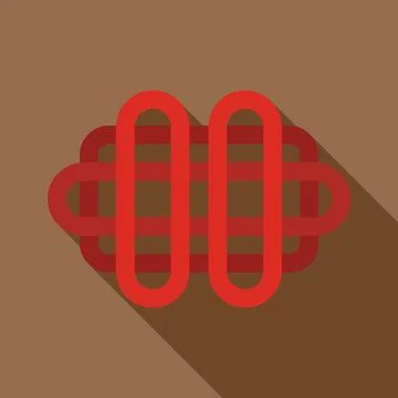 Red abstract lines intertwining creating modern symbol with long shadow 스톡 일러스트