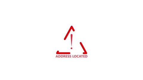 Red abstract location marker with exclamation point and text address locate.. Stock Footage 340123627