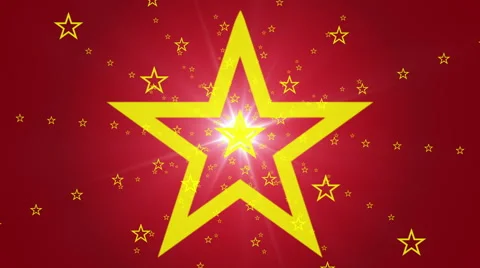 Red abstract loop motion background, yellow star Stock Footage 49212086