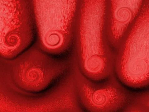 Red Abstract Organic Texture Close-Up Background With Bulbous Shapes And Dr.. Illustrazione stock