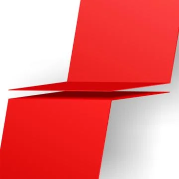 Red abstract plastic surface ribbon on white background 3d illustration. Stock Illustration