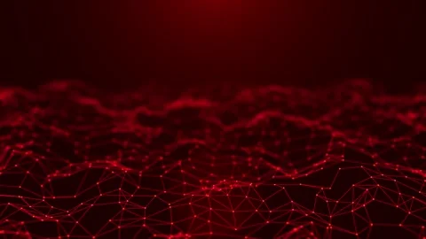 Red abstract polygon network landscape, futuristic digital grid background .. Stock Footage 335229024