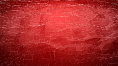 Red abstract polygonal background with wireframe lines Illustrazione stock