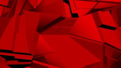 Red abstract polygonal broken shapes fluctuate seamless loop. 3D animation. Stockbeeldmateriaal 85141183