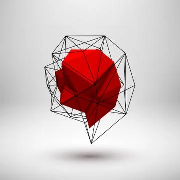Red Abstract Polygonal Shape Stock Illustration