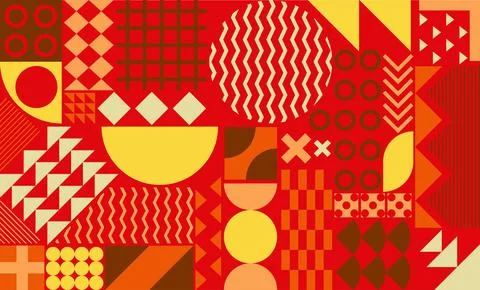 Red abstract seamless geometric pattern. Bright vector background set in mo.. Stock Illustration