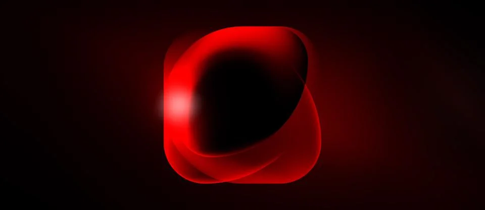 Red abstract shape dominates black background. Smooth curves create luminous Illustrazione stock