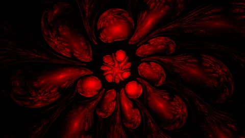 Red abstract shape from a three-dimensional grid is slowly deforming on a black Видео 150597627