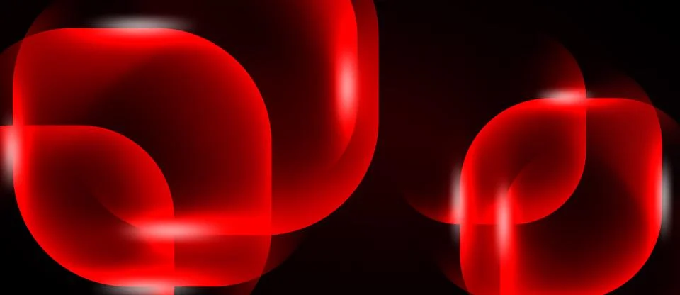 Red abstract shapes overlap, creating luminous effect. Dark background 库存插图