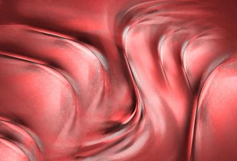 Red Abstract Silk Fabric Flowing Texture With Curved Folds And Smooth Satin.. Stock Illustration