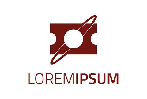 Red Abstract Simple Planet Ticket Logo Design	 Stock Illustration