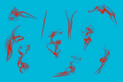 Red abstract smokes on blue background Stock Illustration