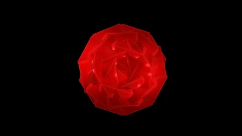 Red abstract spherical 3D shape moves slowly against a black background Stock Footage 82614740