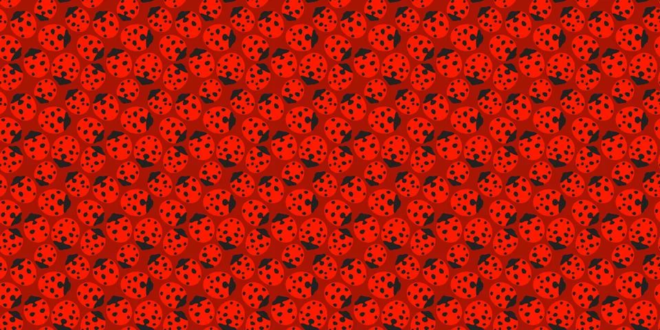Red Abstract Spring Or Summer Seamless Pattern Background With Ladybugs Textile Illustrazione stock