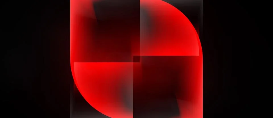 Red abstract square design. Gradient shades create rounded quarter sections. 库存插图