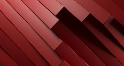Red Abstract Stacked Boxes Closeup. 3D Rendering Stock Illustration