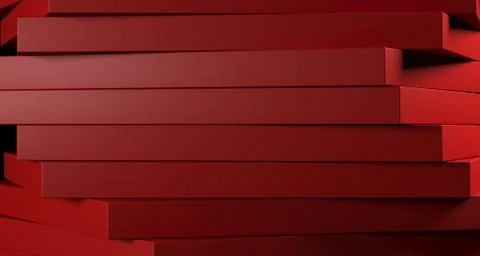 Red Abstract Stacked Boxes Closeup. 3D Rendering 스톡 일러스트