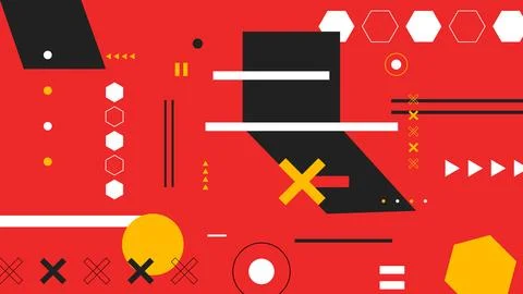 Red Abstract Tech-Inspired Geometric Background Stock Illustration
