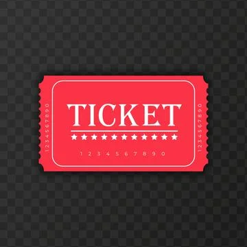 Red abstract ticket template design on dark transparent background Stock Illustration