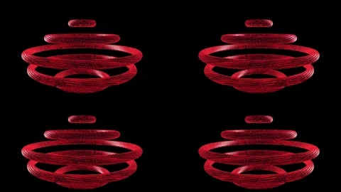 Red Abstract Toroidal 2x2 Mosaic VJ Loop 4K Video stock 327766119