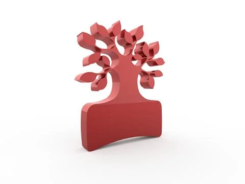 Red abstract tree concept isolated on white background Stock Illustration