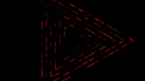 Red Abstract Triangle Shapes Forming Play Button Icon with Light Streaks in.. 스톡 동영상 341720562