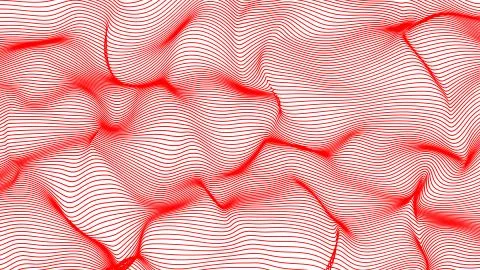 Red abstract waves on white background - shape made of lines Stock Illustration