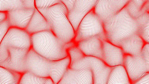 Red abstract waves on white background - shape made of dots Stock Illustration