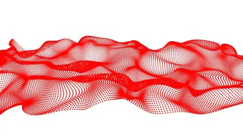 Red abstract waves on white background - shape made of dots Stock Illustration