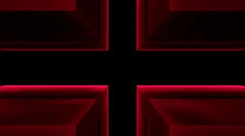 Red abstraction of four cubes on a black background close-up.  Illustrazione stock