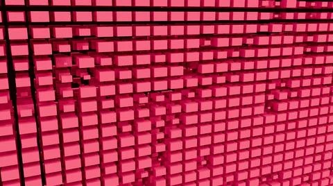 Red abstraction with a large number of rectangular cubes.  Illustrazione stock