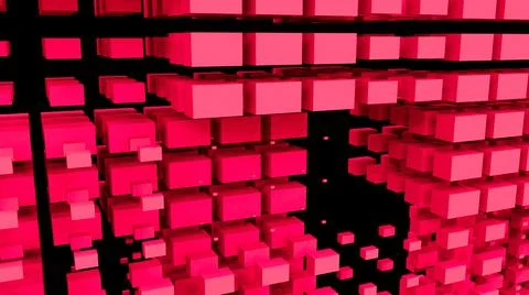 Red abstraction with lots of cubes. Abstract background.  Stock Illustration