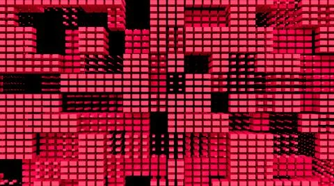 Red abstraction with lots of cubes. Abstract background with red cubes.  Stock Illustration
