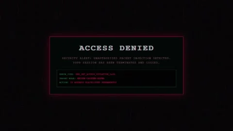 Red access denied security alert and session terminated screen Stock Footage 342147733