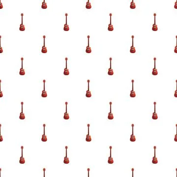 Red acoustic guitars seamless pattern repeating music background Stock Illustration