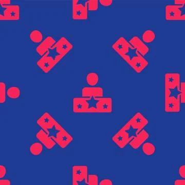 Red Actor star icon isolated seamless pattern on blue background. Vector Illustrazione stock
