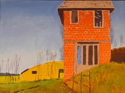 Red adobe house Stock Illustration