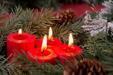 Red advent candles Stock Photos