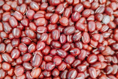 Red Adzuki Beans Texture Macro Close Up for Asian Food Ingredient Background Foto stock