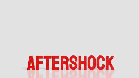 Red Aftershock Text Standing On Clean Background 3d render. Stock Illustration