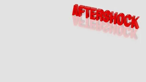 Red Aftershock Text Standing On Clean Background 3d render. Stock Illustration