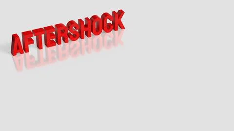 Red Aftershock Text Standing On Clean Background 3d render. Stock Illustration