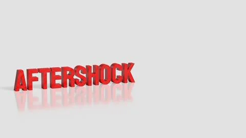 Red Aftershock Text Standing On Clean Background 3d render. Stock Illustration