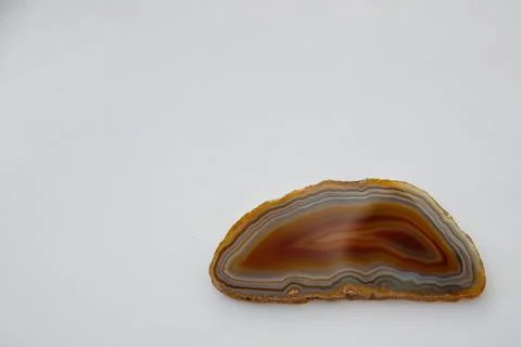 Red Agate Crystal cross section isolated on white background Stock Photos