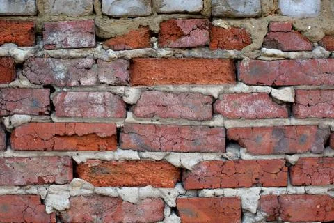 Red aged brick traced texture Stock-Fotos