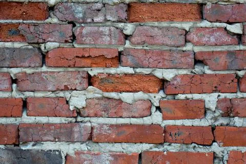 Red aged brick traced texture Stock Photos