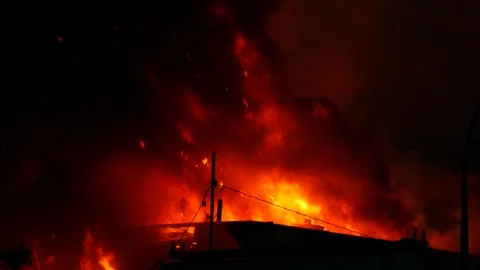 Red aggressive flames Stock Footage 116009896